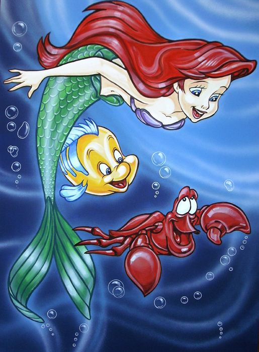 ariel sebastian and flounder kids art murals