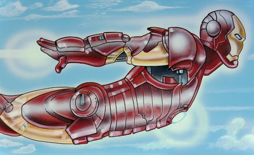 how to draw iron man flying